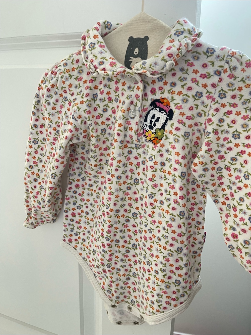 Y2K Disney Mickey & Co Minnie Mouse Floral Long Sleeve Onsie 24M Vintage Style